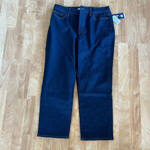 Land's End High Rise Straight Cropped 27" inseam Stretch Straight Jeans 12P